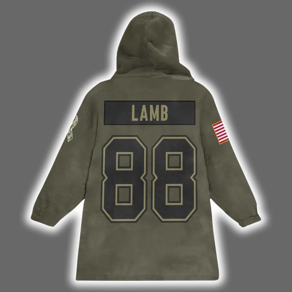 Cowboys Ceedee Lamb 88 Salute to Service Blanket Hoodie 3