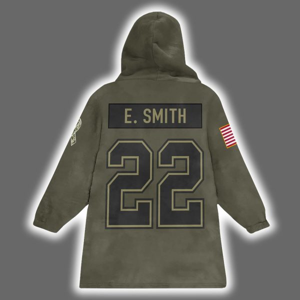 Cowboys Emmitt Smith 22 Salute to Service Blanket Hoodie 3