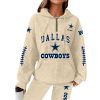 Cowboys Football Personalized Waffle Zip Hoodie 4