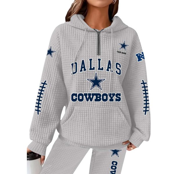 Cowboys Football Personalized Waffle Zip Hoodie 5