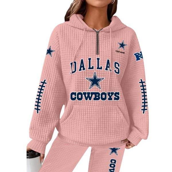 Cowboys Football Personalized Waffle Zip Hoodie 6