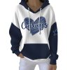 Cowboys Heart Print Pit Striped Hoodie