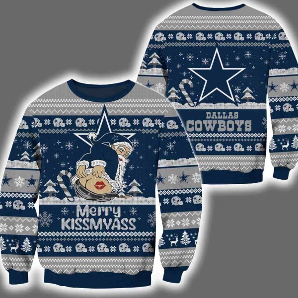 Cowboys Merry Kissmyass Santa Claus Ugly Christmas Sweater
