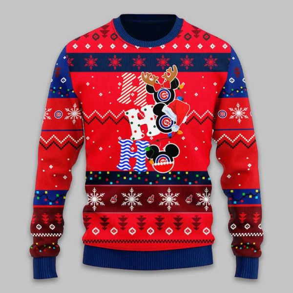 Cubs HoHoHo Mickey Christmas Ugly Sweater