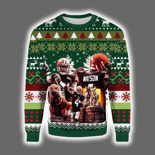 Deshaun Watson Browns Ugly Christmas Sweater