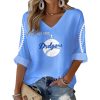 Dodgers Est 1883 Print Waffle V-Neck Shirt