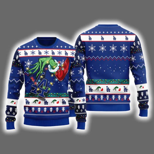 Dodgers Grnch Hand Ugly Christmas Sweater