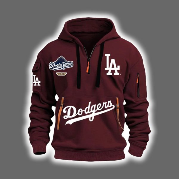 Dodgers World Series 2025 Quarter Zip Hoodie 4