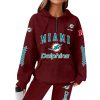 Dolphins Football Personalized Waffle Zip Hoodie 2