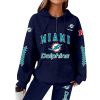 Dolphins Football Personalized Waffle Zip Hoodie 5
