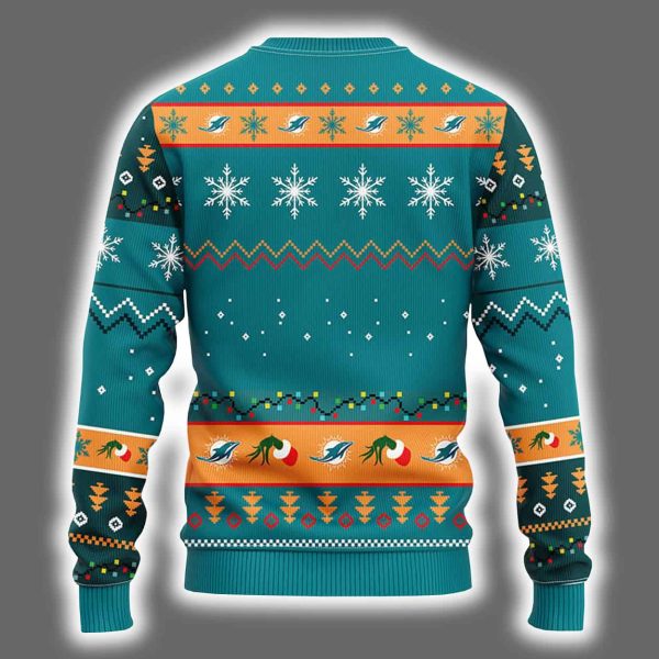 Dolphins Grnch Hand Ugly Christmas Sweater 3
