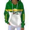 Eagles Football Print Ribbed Pit Striped Hoodie
