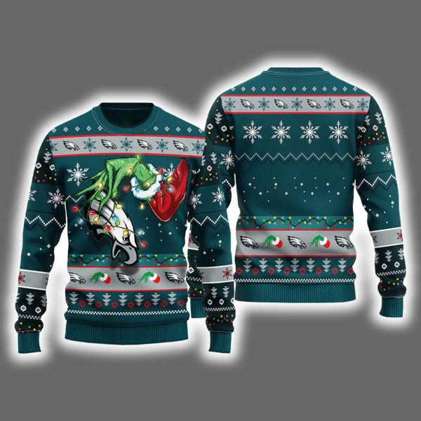 Eagles Grnch Hand Ugly Christmas Sweater