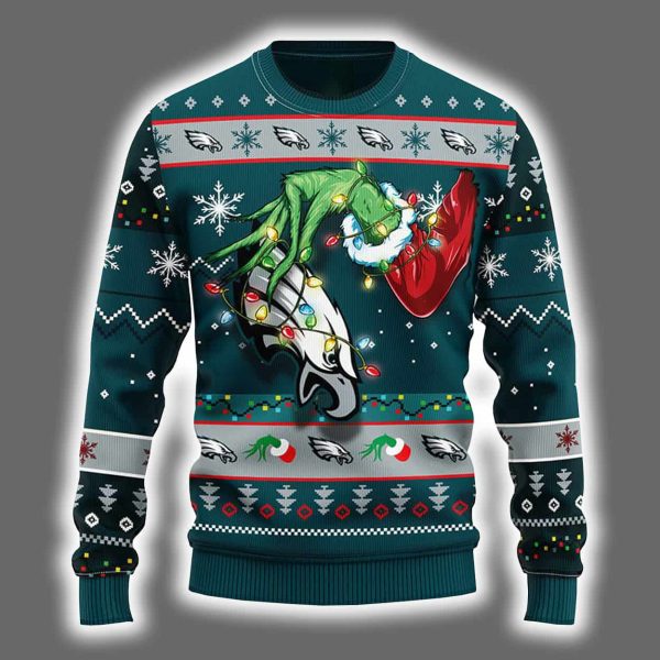 Eagles Grnch Hand Ugly Christmas Sweater 2