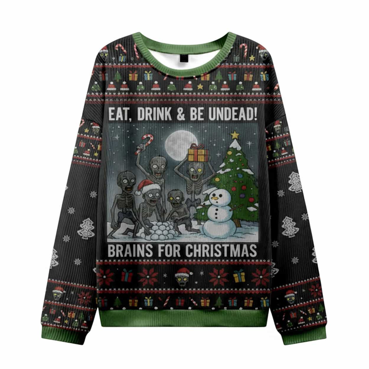 Eat Drink & Be Undead Brains For Christmas Ugly Sweater Eat Drink & Be Undead Brains For Christmas Ugly Sweater