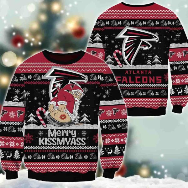 Falcons Merry Kissmyass Santa Claus Ugly Christmas Sweater 2