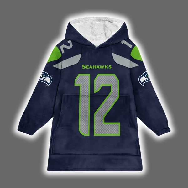 Fan 12 Seattle Football Unisex Blanket Hoodie 2