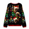Festive Pugs With Lights Ho Ho Ho Ugly Christmas Sweater1