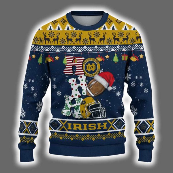 Fighting Irish Football HO HO HO Ugly Christmas Sweater 2