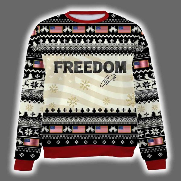 Freedom Charlie Kirk Signature Ugly Christmas Sweater