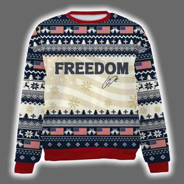 Freedom Charlie Kirk Signature Ugly Christmas Sweater