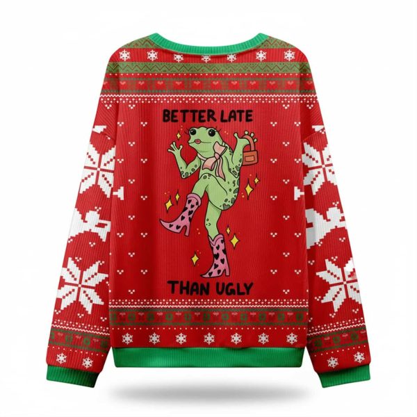 Frog Better Late Than Ugly Christmas Sweater1
