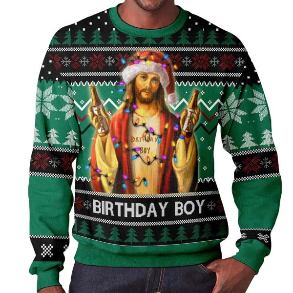 Funny Jesus Birthday Ugly Christmas Sweater 2