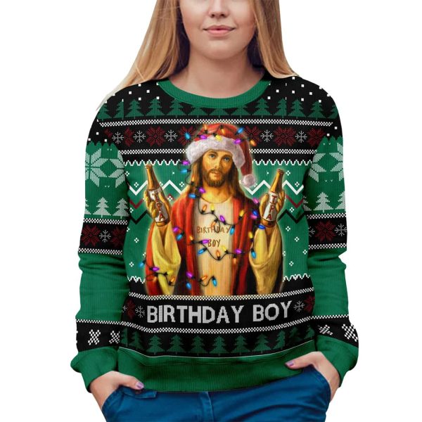 Funny Jesus Birthday Ugly Christmas Sweater 3