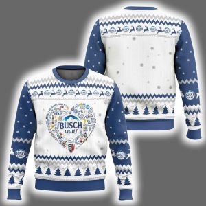 Busch Light Heart Ugly Christmas Sweater