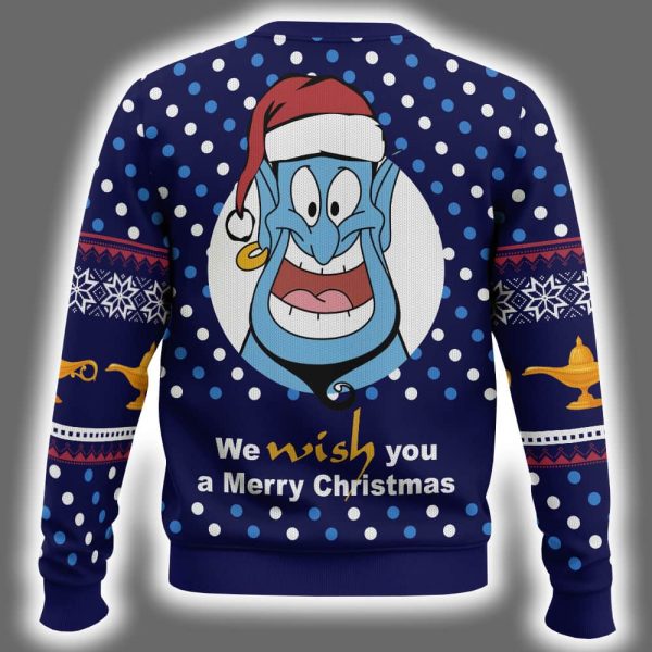 Genie Aladdin We Wish You A Merry Christmas Ugly Christmas Sweater 3