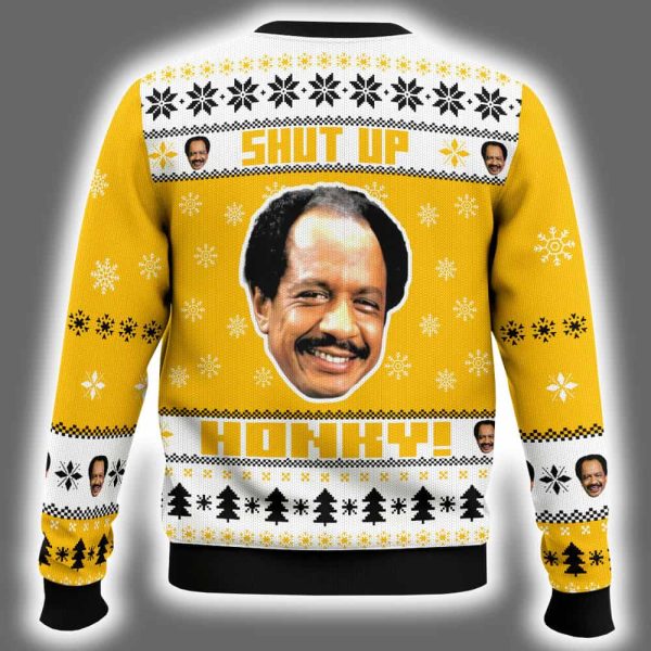 George Jefferson Shut Up Honky The Jeffersons Ugly Christmas Sweater 3