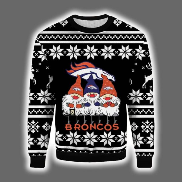 Gnome Broncos Ugly Christmas Sweater