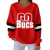 Go Bucs Football Print Pit Striped Sweatshirt