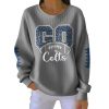 Go Colts Football Print Pit Striped Sweatshirt 4