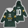 Go Pack Go Love 10 Green Bay Football Unisex Blanket Hoodie