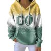 Go Packers Football Gradient Print Ribbed Pit Striped Hoodie
