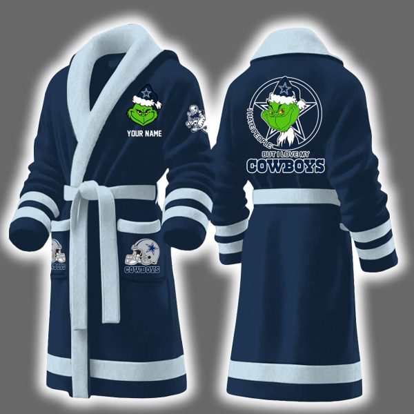 Grnch I Hate People But I Love My Cowboys Bathrobe