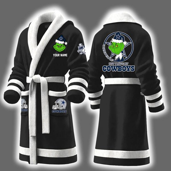 Grnch I Hate People But I Love My Cowboys Bathrobe 2