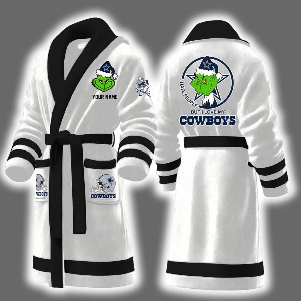 Grnch I Hate People But I Love My Cowboys Bathrobe 4