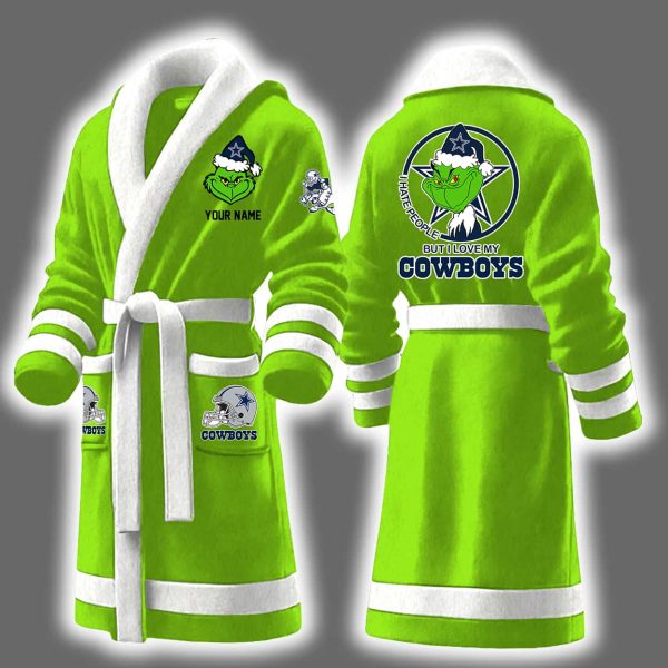 Grnch I Hate People But I Love My Cowboys Bathrobe 5