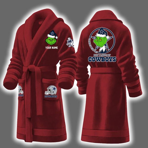 Grnch I Hate People But I Love My Cowboys Bathrobe 6