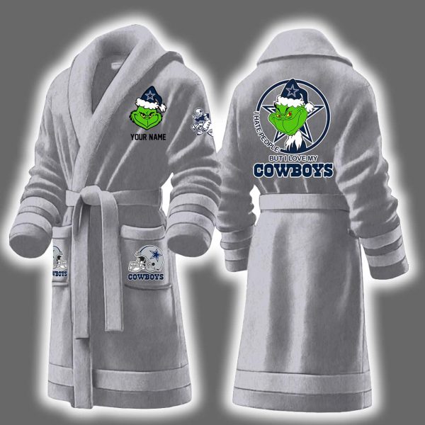 Grnch I Hate People But I Love My Cowboys Bathrobe 7