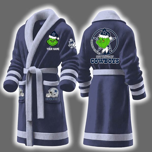 Grnch I Hate People But I Love My Cowboys Bathrobe 8