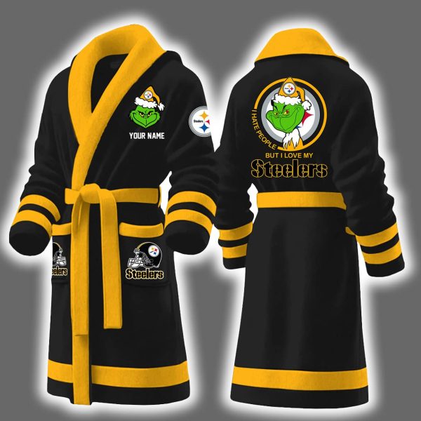 Grnch I Hate People But I Love My Steelers Bathrobe