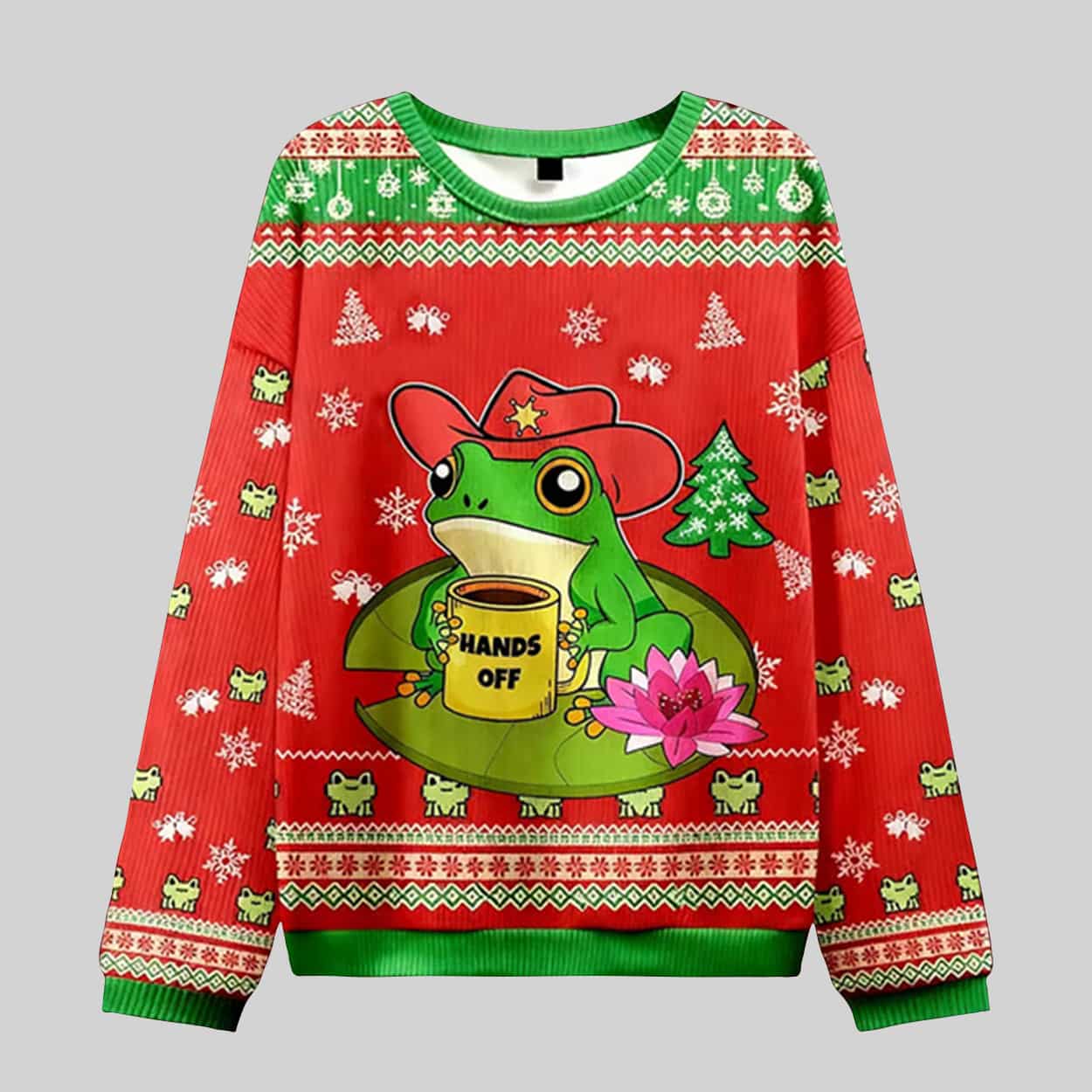 Hands Off Frog Ugly Christmas Sweater Hands Off Frog Ugly Christmas Sweater