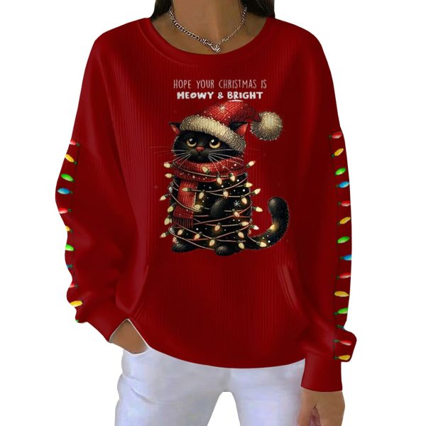 Hope Your Christmas Is Meowy Bright Pit Striped Sweatshirt 2