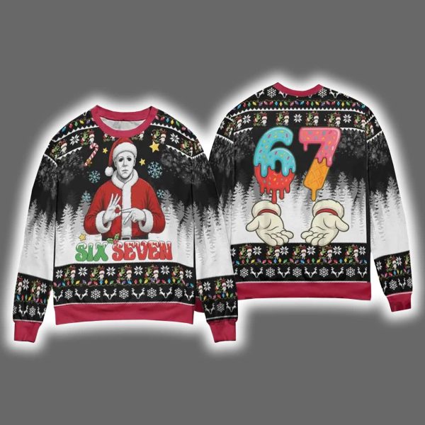 Horror Santa Six Seven 6 7 Ugly Christmas Sweater