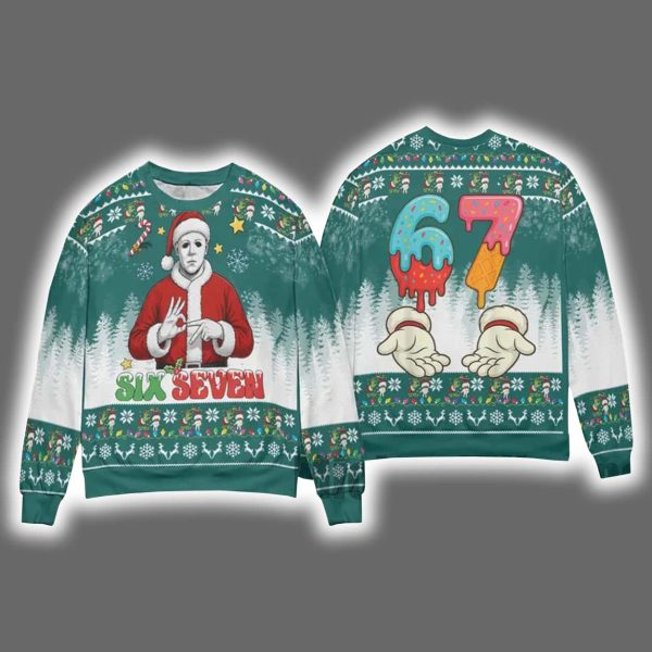 Horror Santa Six Seven 6 7 Ugly Christmas Sweater 2