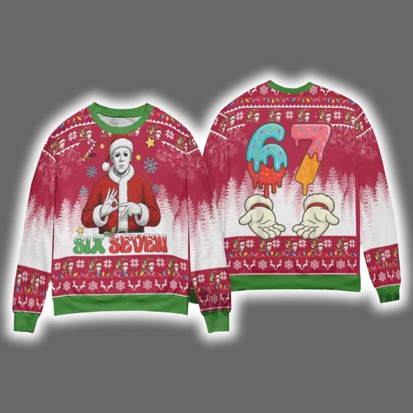 Horror Santa Six Seven 6 7 Ugly Christmas Sweater 4