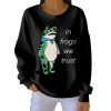 In Frogs We Trust Portland Frog Print Ribbed Round Neck Sweatshirt 3